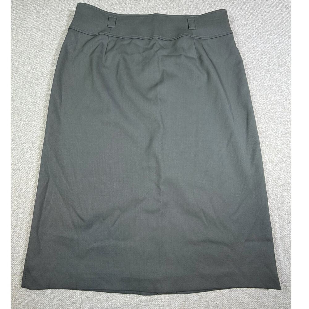 NWT Talbots Women 16 Green Stretch Fabric Midi A-Line Wool Blend Skirt Workwear
